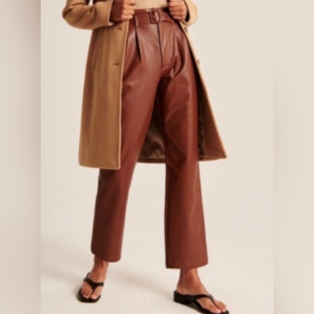 Abercrombie & Fitch Brown Belted Vegan Leather Pants Size S